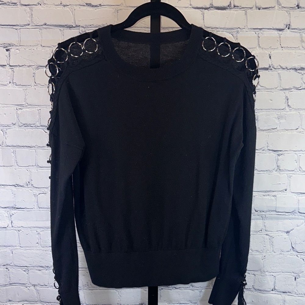 Jonathan Simkhai Black Sweater with Ring Details